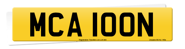 Registration number MCA 100N